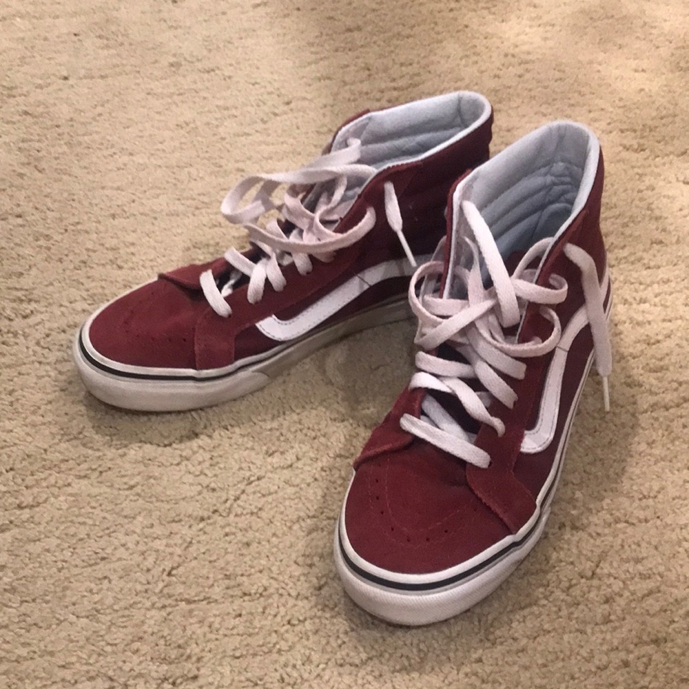 Vans leather hi top burgundy 6.5